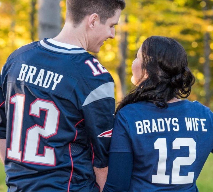 Tom Brady and Samantha, his wife. He grew up in Sherman, Maine, and says he is proud to share a name with TB12.