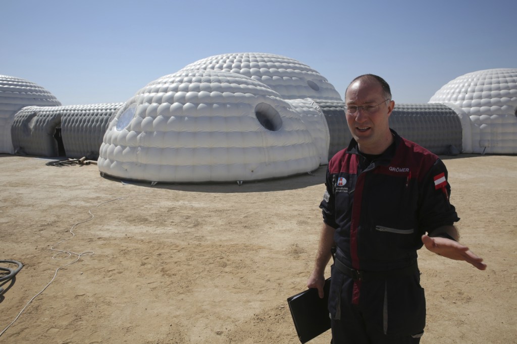 Gernot Groemer commands the AMADEE-18 Mars simulation in the Dhofar desert of southern Oman. "No matter who is going to this grandest voyage of our society yet to come, I think a few things we learn here will be actually implemented in those missions," he said. (Associated Press/Sam McNeil)