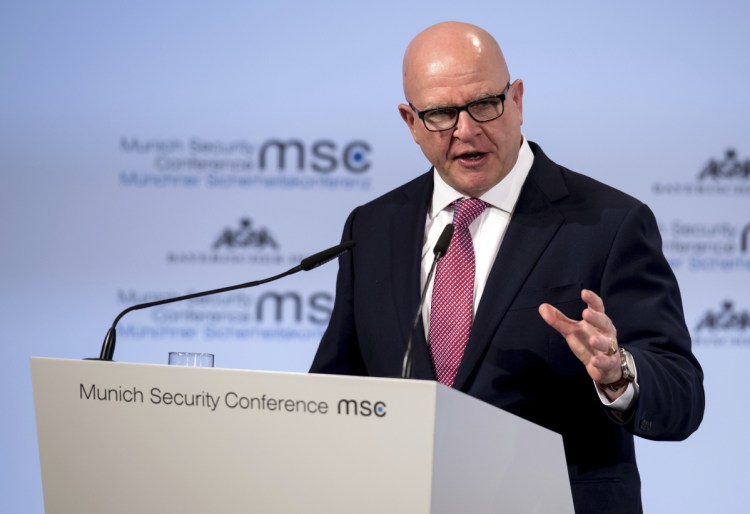 H.R. McMaster, U.S. national secutity adviser, speaks at the Security Conference in Munich, Germany, on Saturday.