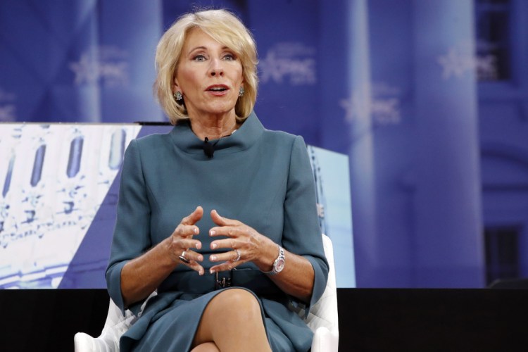 Betsy DeVos at a Conservative Political Action Conference at National Harbor, Md., on Thursday.