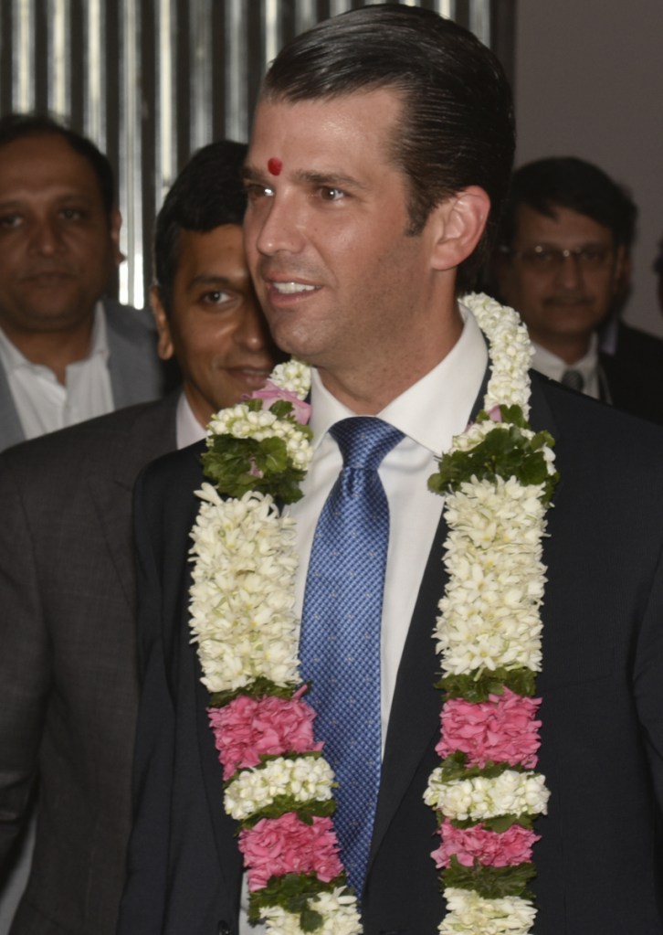 Donald Trump Jr., President Trump's eldest son, attends an event at the Trump Tower in Mumbai, India, Thursday.