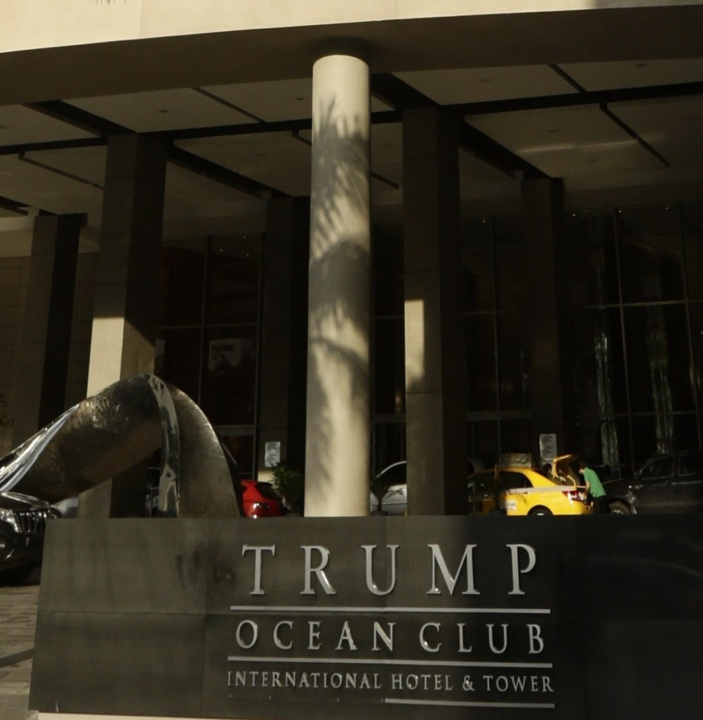 The entrance to the Trump Ocean Club International Hotel and Tower in Panama City. .