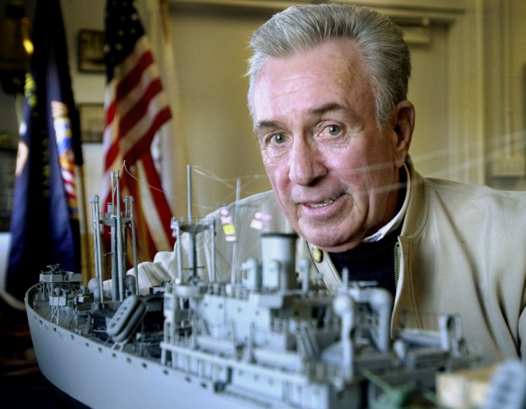 In 1942 at age 13, Marshall "Jack" Gibson worked at the South Portland shipyard that built Liberty Ships similar to the model in the foreground above. Gibson, a generous philanthropist, told the Press Herald in 2011 that "I never forget the things that people do for me."