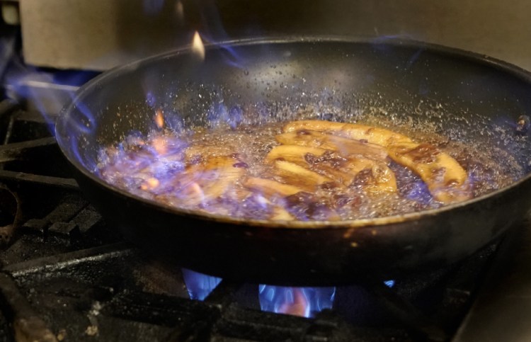 We have ignition: Bananas Foster alight at the Tuscan Table in South Portland.