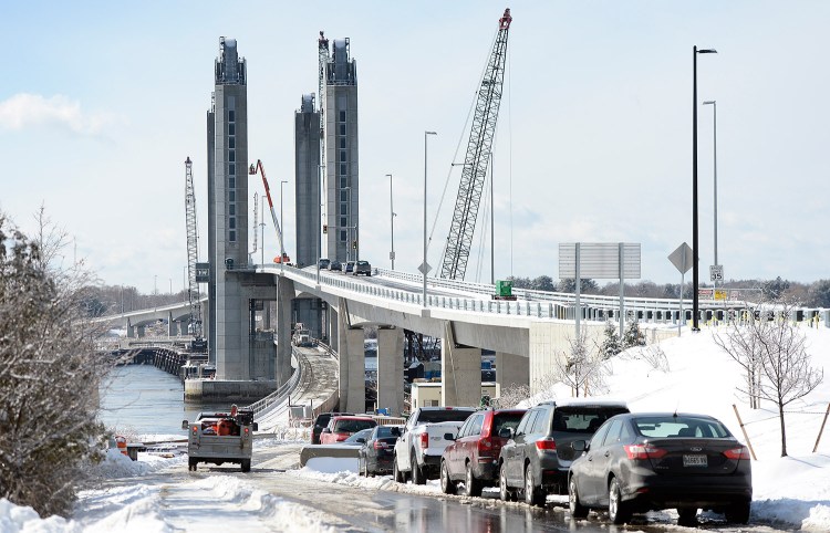 The new Sarah Mildred Long Bridge is seen from the Kittery side on Feb. 8.