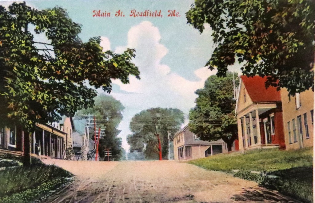 Main Street at Readfield Corner before the devastating fire of June 1921.