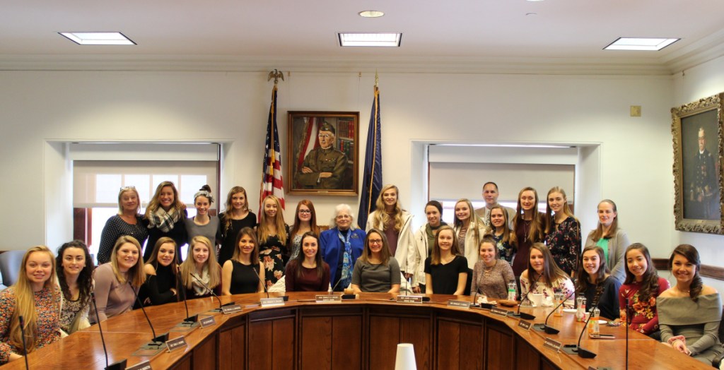 The Skowhegan Field Hockey team recently was recognized by the Maine House of Representatives for winning the 2017 Class A state championship. They were welcomed by Reps. Betty Austin, D-Skowhegan, and Brad Farrin, R-Norridgewock. In front, from left are Julia Steeves, Mariah Lancaster, Gabrielle Campbell, Alexis Michonski, Emily Reichenbach, Alyssa Salley, Maliea Kelso, Alexis Vashon, Meredith Mitchell, Bhreagh Kennedy, Mackenzie McConnell, Olivia Hatch, Chloe Dubois and Haley Carter. Second row, from left are Head Coach Paula Doughty, Leah Savage, Hannah McKenney, Kayla Furbush, Brooklyn Hubbard, Unity Hodges, Rep. Betty Austin, Elizabeth York, Mariah Whittemore, Hailey Poulin, Logan Wing, Lauren Enright, Samantha Bonneau and Assistant Coach Fawn Haynie. Rep. Brad Farrin is in back.