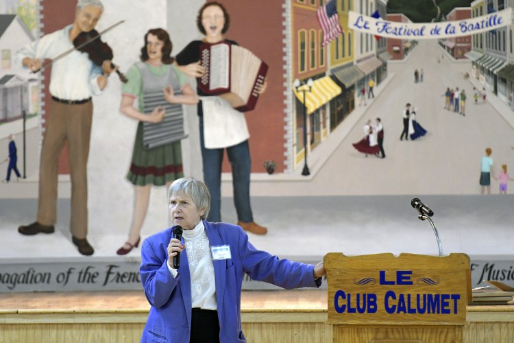 Jan Michaud takes part on Sept. 19, 2017, in a celebration of the Calumet Educational & Literary Foundation in Augusta.