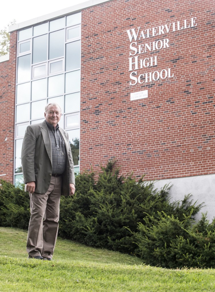 Eric Haley, superintendent of Alternative Organizational Structure 92, poses for a portrait in front of Waterville Senior High School in Waterville on August 31, 2017. Haley says the dissolution of the AOS will provide the Waterville school system long-term benefits.