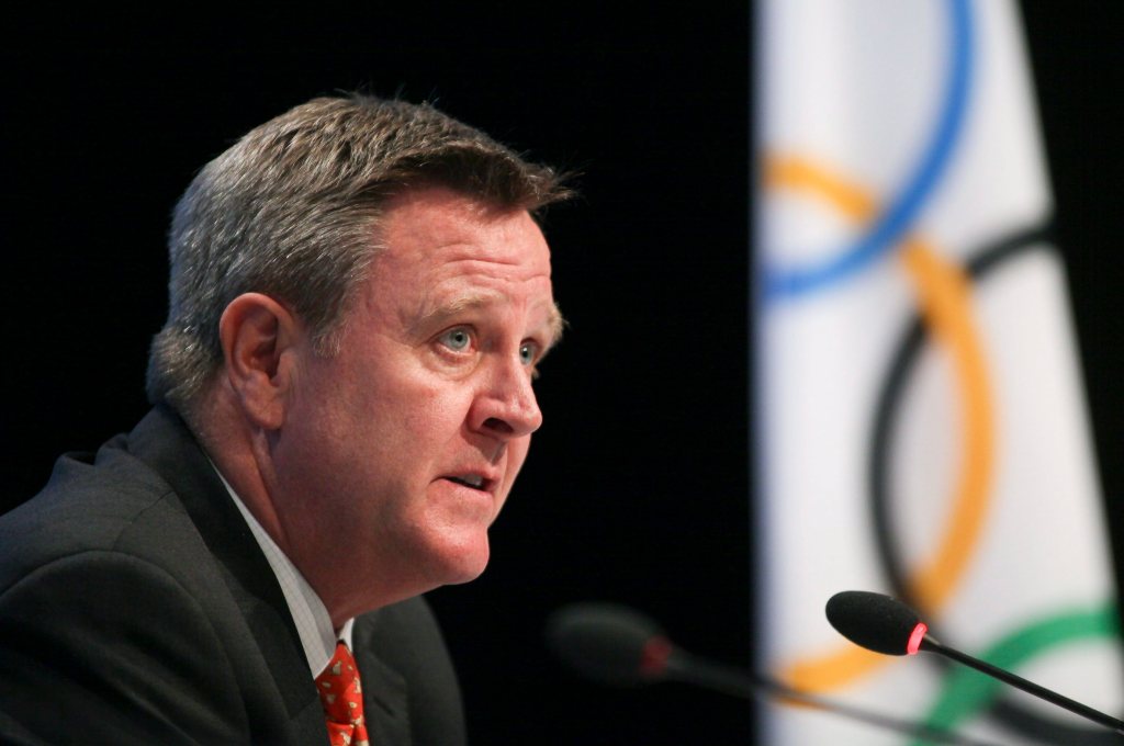 U.S. Olympic Committee CEO Scott Blackmun speaks on May 24, 2012, at the SportAccord conference in Quebec City. Blackmun is resigning as CEO of the US Olympic Committee, citing health problems as the reason he'll depart after leading the federation for more than eight years. The 60-year-old CEO was diagnosed with prostate cancer earlier this winter, and did not attend the Pyeongchang Games. He announced his resignation Wednesday, and Susanne Lyons, a member of the board, will serve as acting CEO.