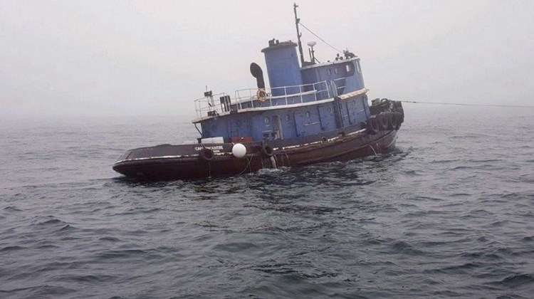 The Capt. Mackintire tugboat sank while being towed to Portland after colliding with the Helen Louise tugboat three miles off the coast of Kennebunk on Feb. 21.