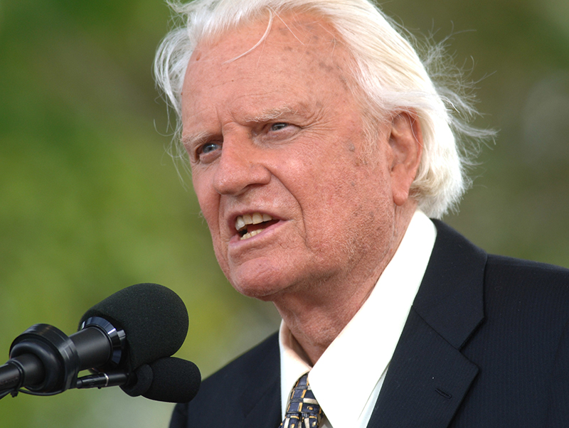 The Rev. Billy Graham speaks on stage on the third and last day of his farewell American revival in New York in 2005.
