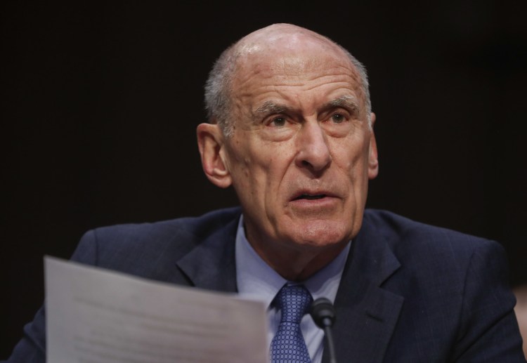 Associated Press/Pablo Martinez Monsivais
Director of National Intelligence Dan Coats testifies before the Senate Armed Services Committee on Capitol Hill in Washington on Tuesday. Coats said Treasury Secretary Steven Mnuchin will be announcing new sanctions within a week.