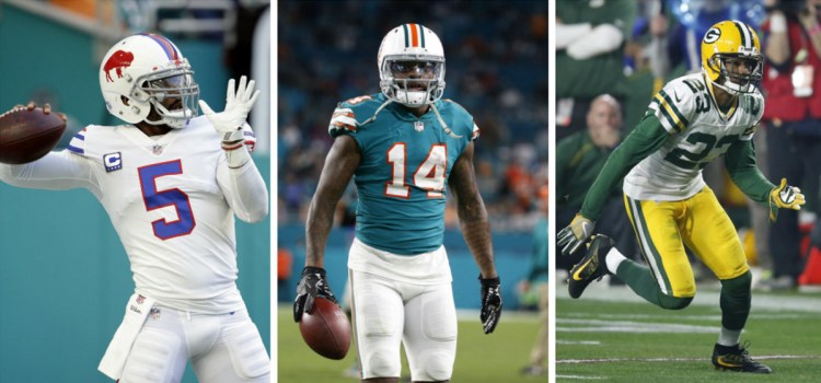 What do quarterback Tyrod Taylor, left, wide receiver Jarvis Landry, center, and cornerback Damarious Randall have in common? They were all dealt to Cleveland in trades agreed to Friday.