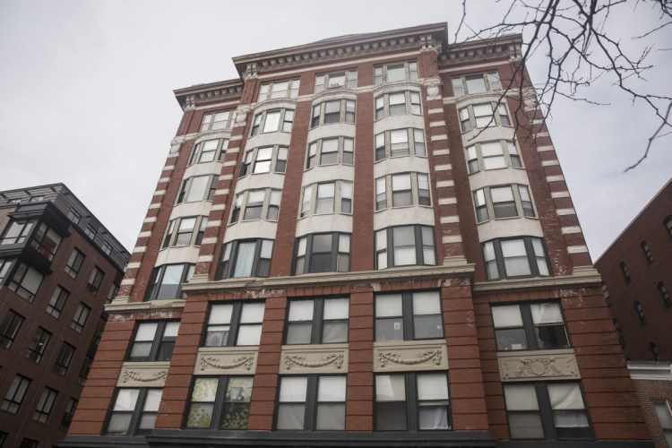 The landlord of this apartment building at 655 Congress St. did not register the units in 2017 or 2018, the city of Portland says.