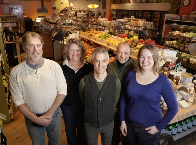 At Rosemont Market & Bakery on Brighton Avenue in Portland are, from left, John Naylor, Lisa Childs, Joe Appel, Scott Anderson and Erin Lynch.