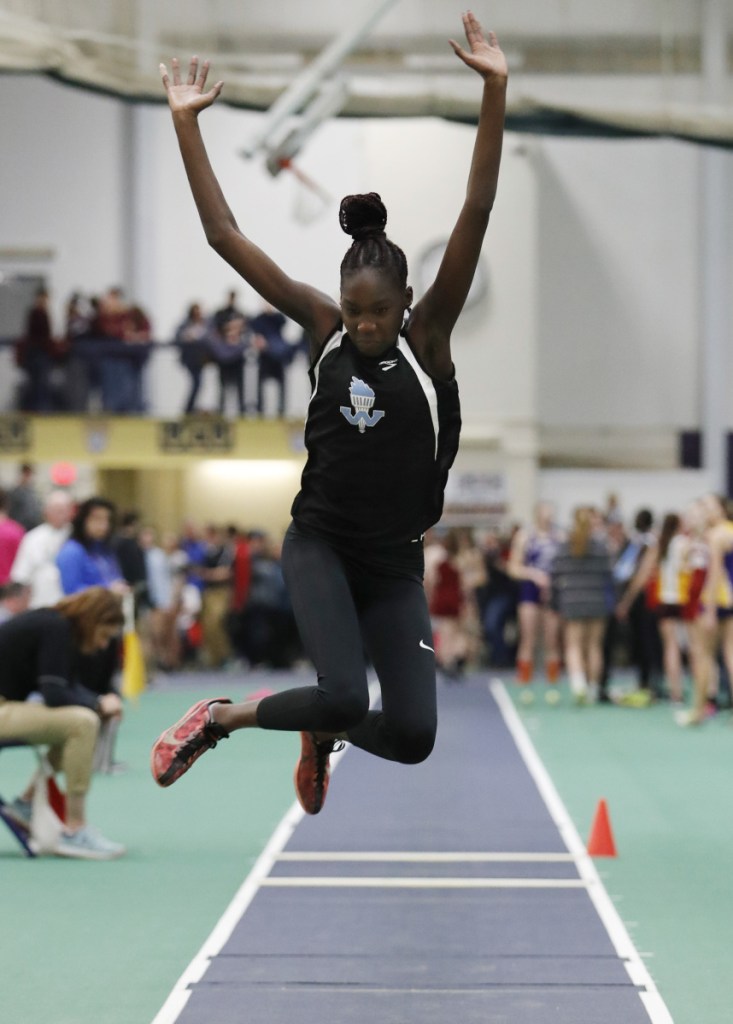 Nyagoa Bayak of Westbrook now ranks at the top of Maine's all-time list in the triple jump, with a leap of 39 feet, 1  inches at the national championships.