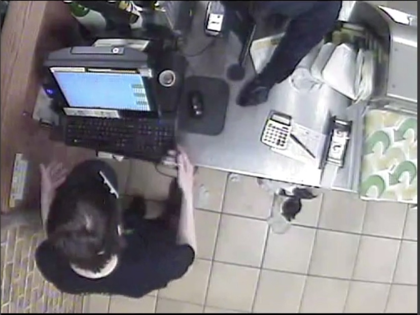 One part of the surveillance video from Monday night's robbery shows a bird's-eye view of the crime.