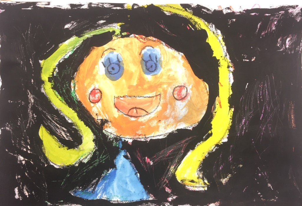 "Self-portrait" by Pearl, kindergarten, Dresden Elementary School.
