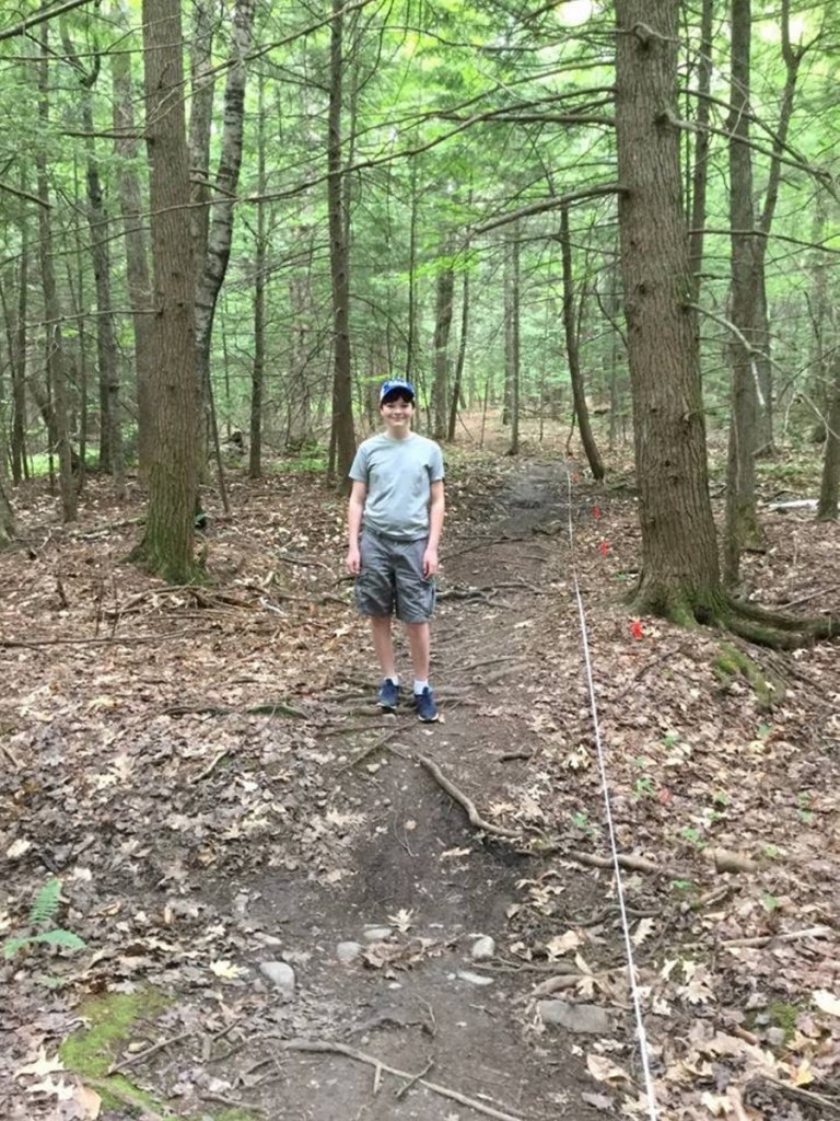 William Jackson, of Waterville, of Boy Scout Troop 417 in Waterville, on the Pine Ridge trail system.