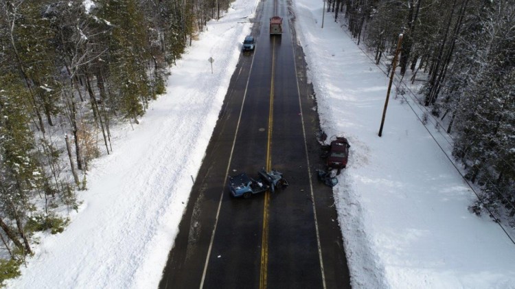 A head-on collision on U.S. Route 2 just east of Canaan resulted in two people being flown to a Bangor hospital in a LifeFlight of Maine helicopter with injuries that apparently were not life-threatening. Maine State Police provided a drone to map the crash scene, which enabled police to reopen the route to traffic much more quickly than using conventional methods.