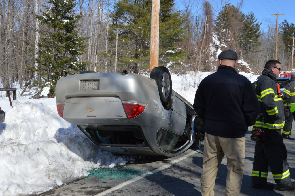 Brenda Bryson, 62, of North Anson, suffered minor injuries Friday morning when the car she was driving south on Route 27 drifted off the road in New Vineyard and rolled over, Franklin County Sheriff Scott Nichols Sr. said. Deputy Keith Madore said that "alcohol consumption/intoxication" was a factor in the crash, according to Nichols.