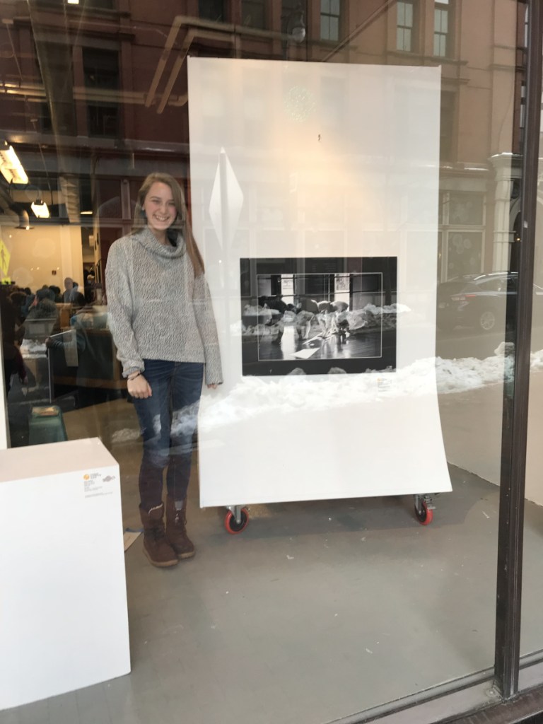 Isobel Straub, a Rangeley Lakes Regional School senior, with her silver medal-winning photograph "Flip" which was displayed at the Scholastic Art and Writing Awards at MECA. Her award-winning images will be featured in a solo exhibit March 30 through May 23 at the Lakeside Contemporary Art Gallery at RFA Lakeside Theater, 2493 Main St. in Rangeley.