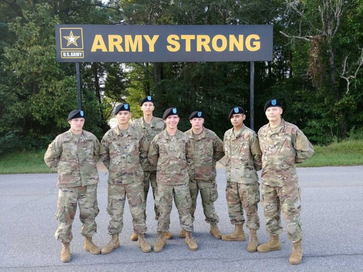 Austin Seeley, 19, of Farmington, third from the right in this group shot, left his Army post at Fort Campbell, Kentucky, and was advised by his father to turn himself in to the Franklin County sheriff. Anthony Seeley, Austin's father, a combat veteran himself, said his son has been hazed and put in unnecessarily dangerous situations by his team leader.