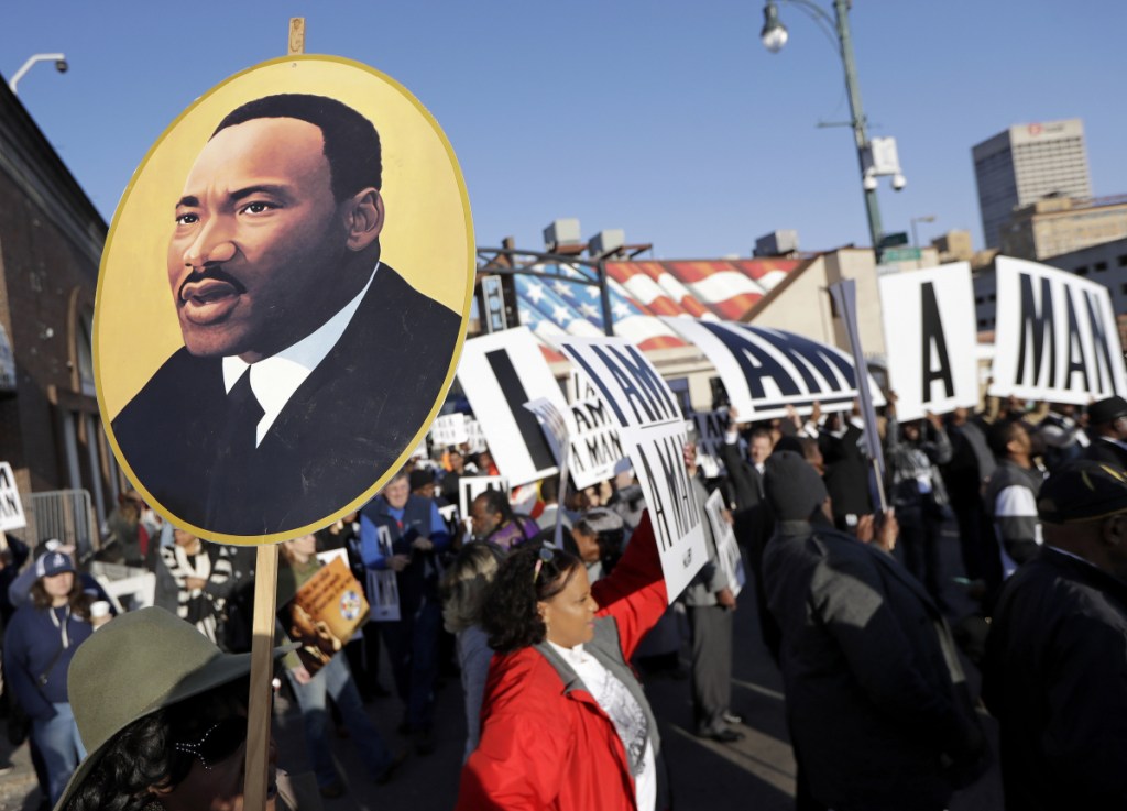 People gather Wednesday in Memphis, Tenn., for events on the 50th anniversary of the assassination of the Rev. Martin Luther King Jr.