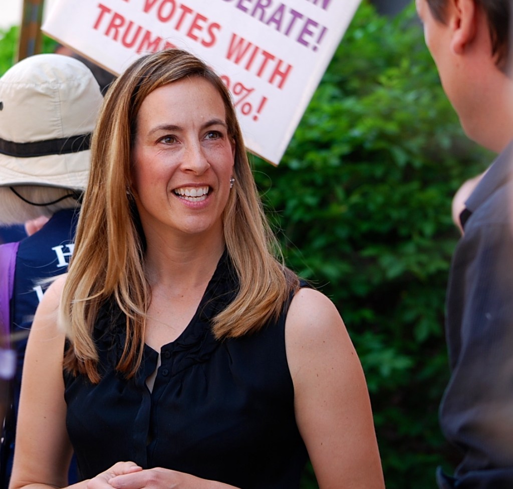 Mikie Sherrill, left, is challenging a Republican incumbent in New Jersey, while, Kara Eastman is challenging a Republican incumbent in Nebraska.