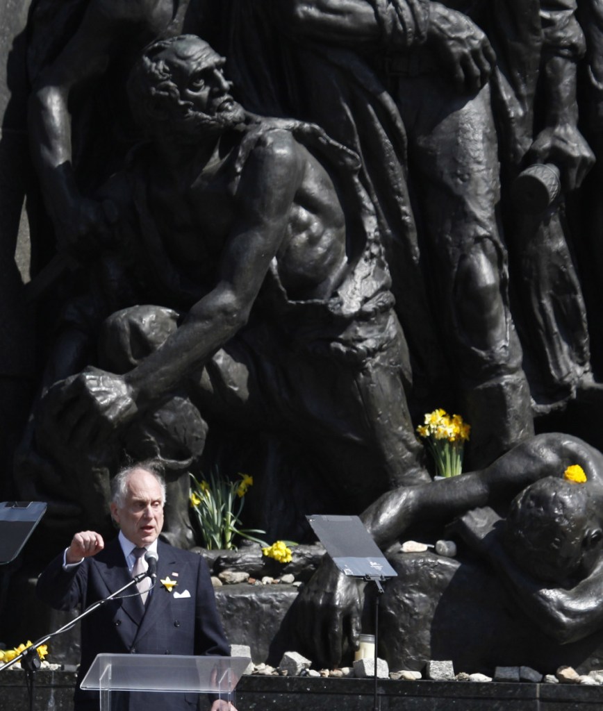 Ronald Lauder, president of the World Jewish Congress, speaks during a ceremony marking the 1943 Warsaw Ghetto Uprising in Poland on Thursday.