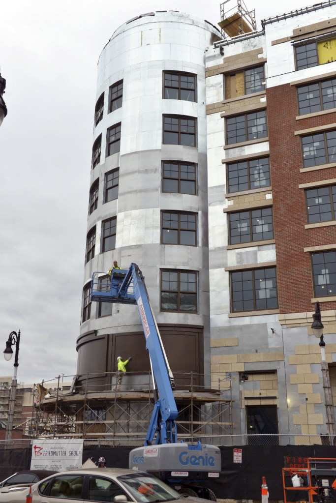 Construction is progressing on the hotel portion of the MGM Casino in downtown Springfield, Mass., which is on track to open in August, a few weeks ahead of schedule.