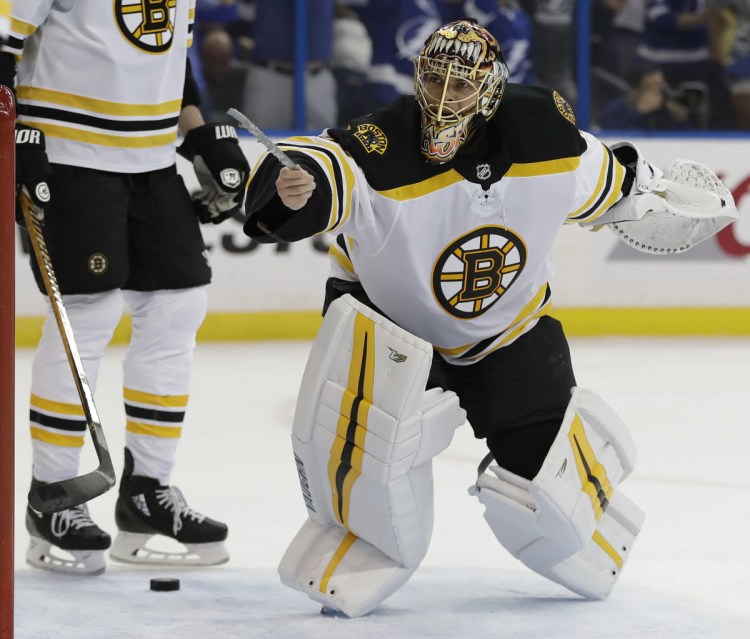 After allowing a second-period goal while hindered by a broken skate blade, Bruins goalie Tuukka Rask was perfect the rest of the way Saturday, helping Boston to a 6-1 win over the Lightning.