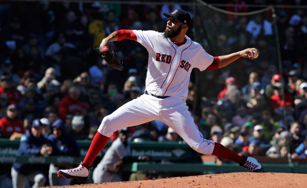 Boston Red Sox starting pitcher David Price delivers during the third inning Thursday in Boston.