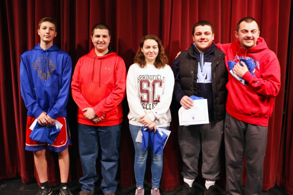 Messalonskee High School's March Students of the Month, from left, are Matthew Parent, Salvatore Caccamo, Emily Giguere, Nick Poulliot and Marc Cote.