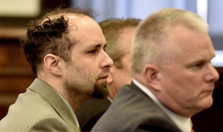 Luc Tieman, left, and attorney Stephen Smith listen to testimony Monday during trial in Somerset County Superior Court in Skowhegan. Testimony has yet to reveal why Valerie Tieman was murdered. Luc Tieman stands accused of having killed Valerie Tieman, who was his wife.