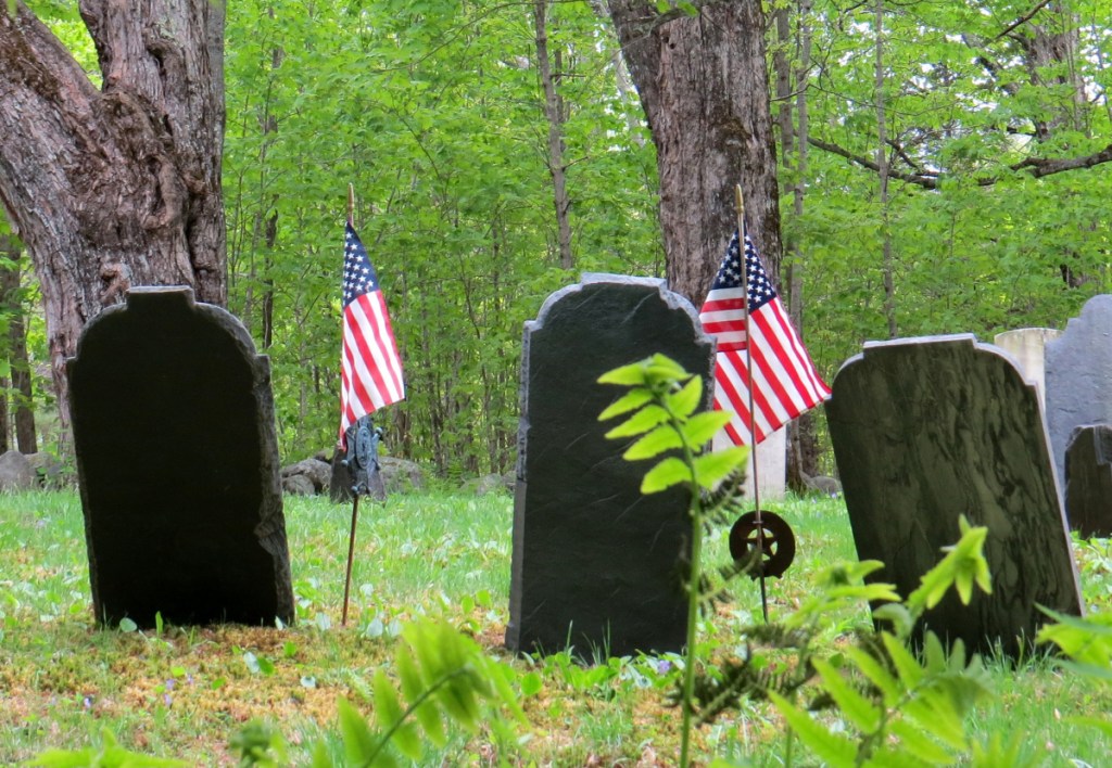 These stones mark the graves of some Packard men in Kents Hill Cemetery. They were among dozens of Revolutionary War Patriots who lived and are buried in Readfield and Winthrop.