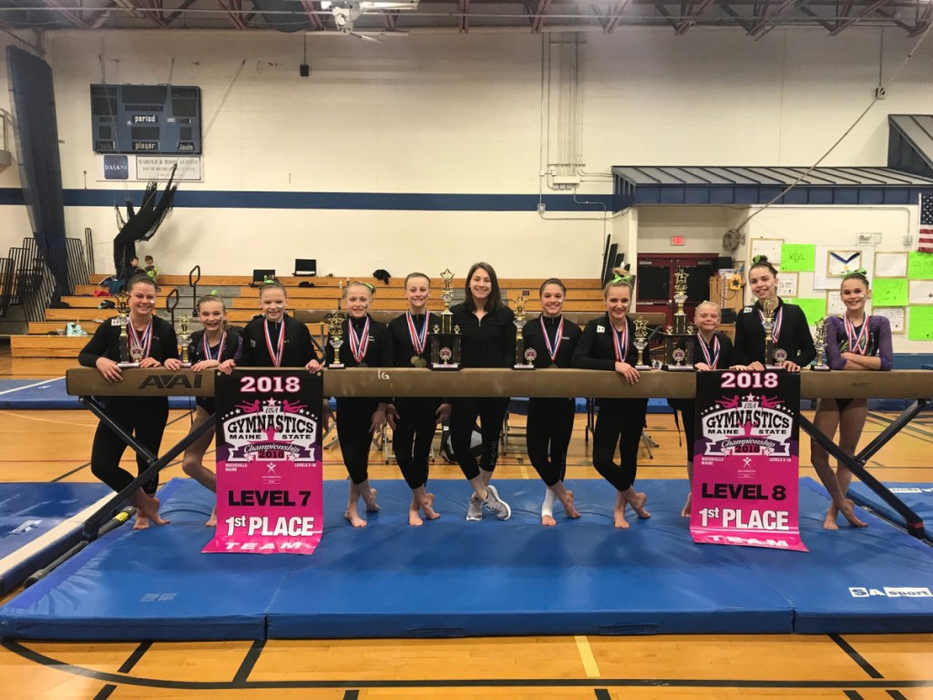 Ten gymnasts from the Waterville YMCA recently qualified for the Region 6 meet in Springfield, Massachusetts. The team members are from left to right: Abbey Prescott, Madison Chamberlain, Autumn Everett, Emma Markowitz, Averi Beaudoin, Sara Bowman (injured), Maddy Russ, Erin Fontaine, Mylee Grant, Amelia Charland and Reed Gulden.