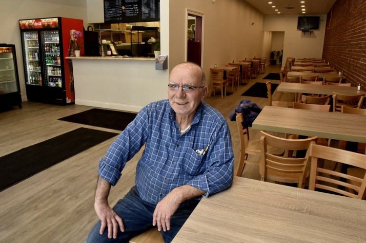 Stavros Kosmidis, owner of Waterville House of Pizza, inside the new location of the restaurant that is adjacent to the previous location on Main Street in downtown Waterville on Monday.