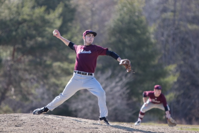 Photo by Jennifer Bechard 
 Richmond pitcher Zach Small throws during a game against Rangeley on Tuesday afternoon in Richmond.