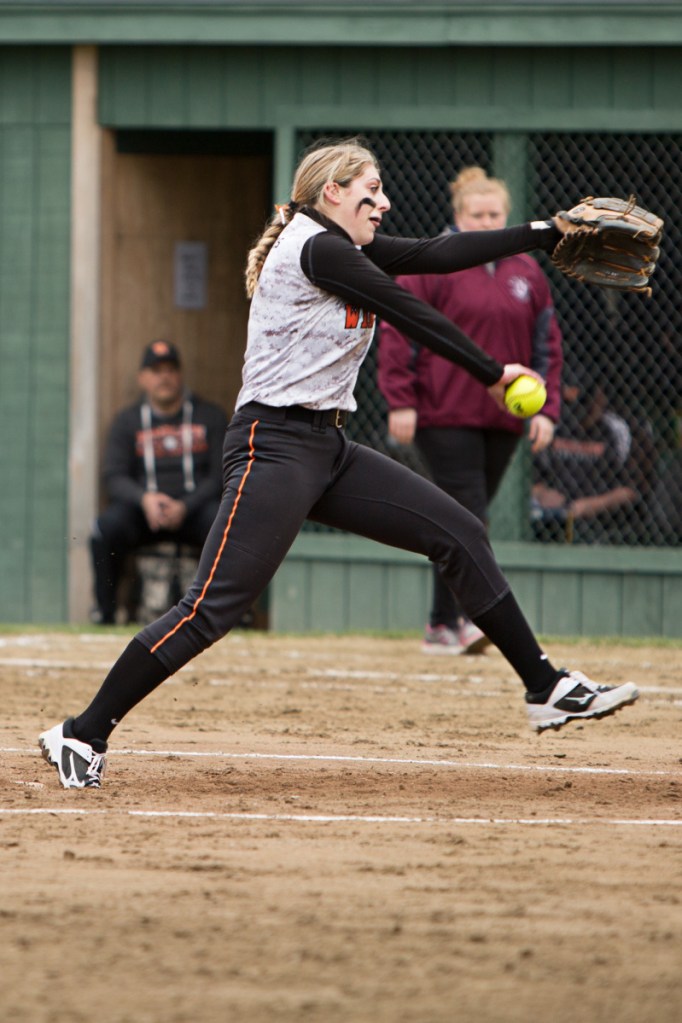 Winslow pitcher Broghan Gagnon delivers a pitch during a game against Nokomis on Friday at Winslow.