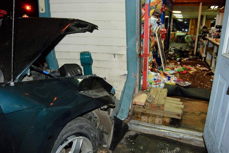 Contents inside the 'Keag Store are strewn over the floor after a crash early Saturday.