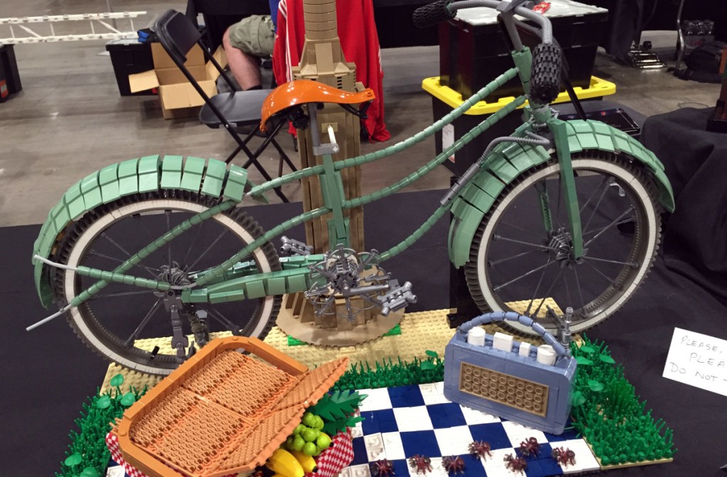 A Lego-style picnic, replete with ants entering in the foreground, is laid out at Brickworld Chicago last June. The event attracts Lego fans from around the world.