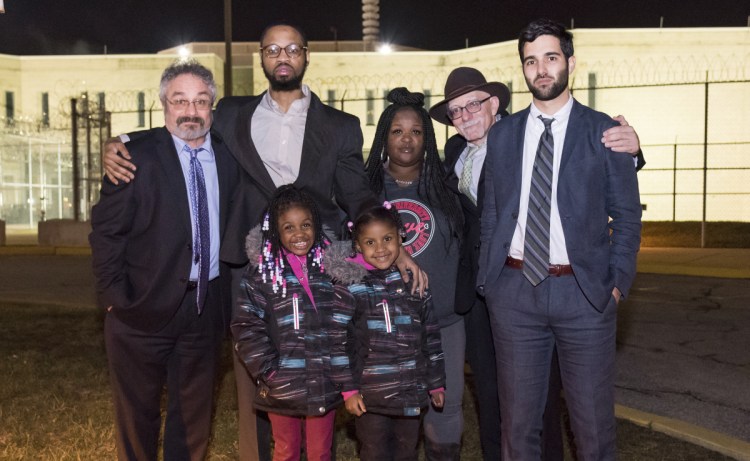 From left, Michael Wiseman, Isaiah McCoy, Disaiah Johnson, Herb Mondros and Phil Primason with McCoy's two daughters after he walked out of Howard R. Young Correctional Institution in Wilmington, Del., as a free man in January of 2017. Isaiah McCoy enjoyed the limelight that came with sharing his story after he left Delaware's death row a free and exonerated man. Now, he's in a federal detention center in Honolulu.