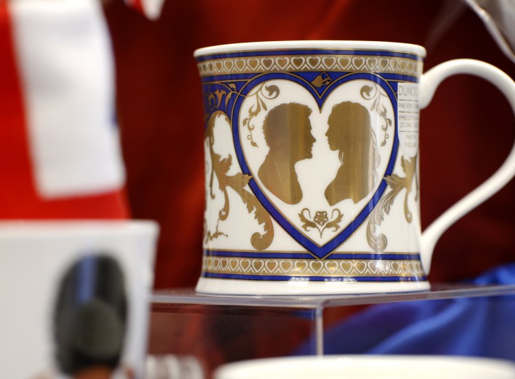 Bridgham & Cook in Freeport, a store specializing in British goods, carries commemorative mugs for your tea (Team Harry) or coffee (Team Meghan).