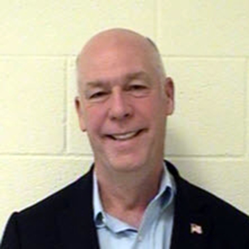 A 2017 booking photo of U.S. Rep. Greg Gianforte, R-Mont., at the Gallatin County Detention Center in Bozeman, Mont.
