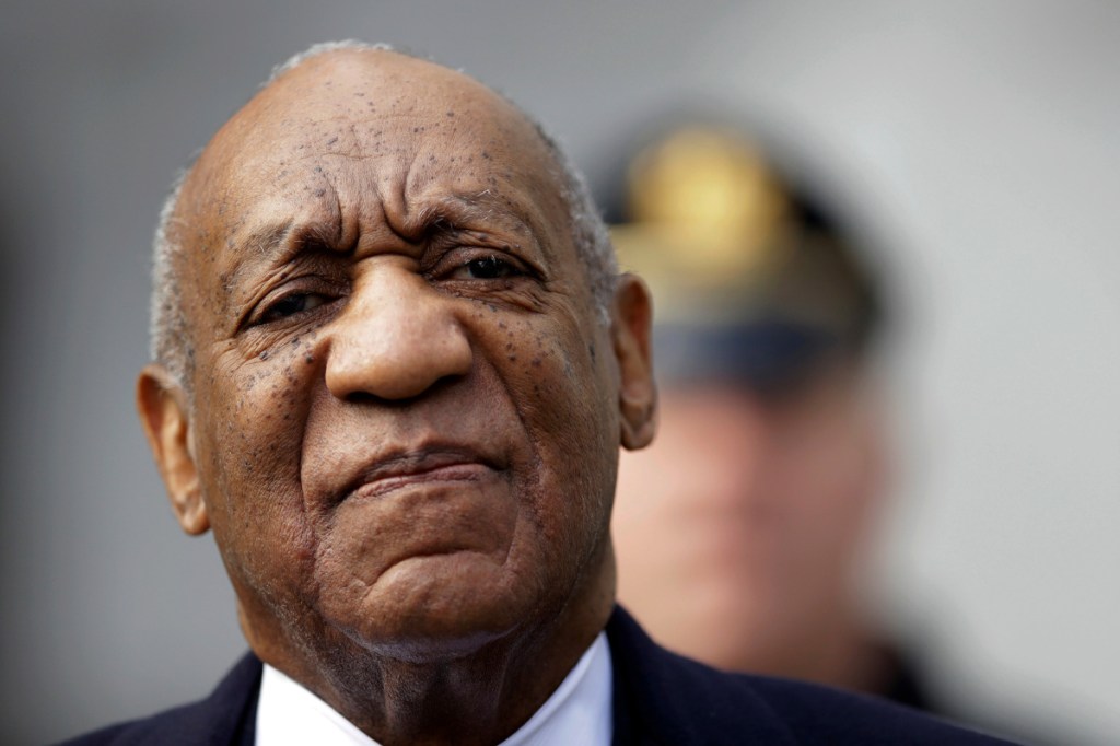 Bill Cosby arrives for his sexual assault trial April 18 at the Montgomery County Courthouse in Norristown, Pa. His conviction last weekhas led more colleges and universities, including Colby College in Waterville, to rescind honorary degrees they gave years ago to the now-disgraced comedian.