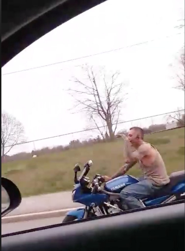 Peter Speropolous  posted three profanity-laced videos to Facebook, chronicling 16 minutes of what police say was a 20-minute chase involving a man riding a blue Yamaha motorcycle.