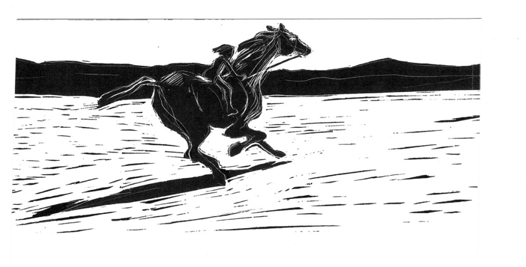 Illustration by Marcia Sewall for "Song of the Horse."