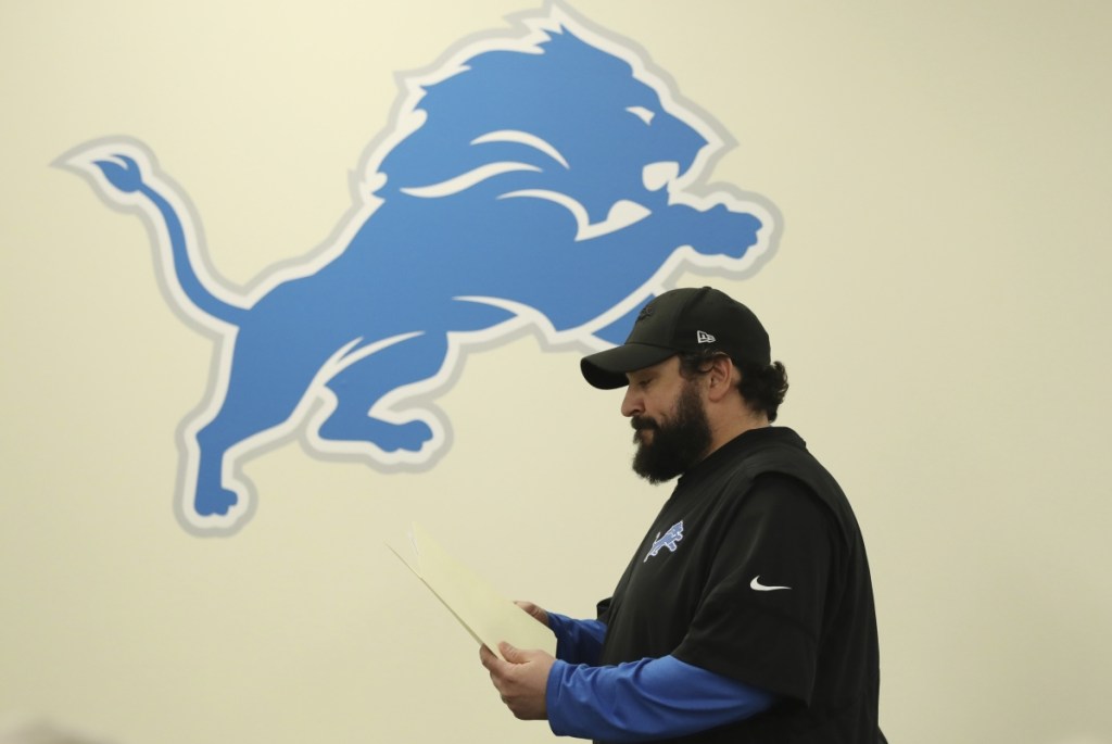 Detroit Lions head coach Matt Patricia leaves a news conference at the team's training facility Thursday in Allen Park, Michigan. Patricia addressed the 1996 sexual assault allegation against him which surfaced in media reports.